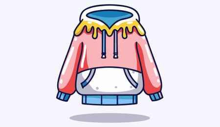 Illustration of a blue hoodie with a hood and a hoodのイラスト素材