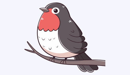 Bullfinch Bird Cartoon Mascot Character Vector Illustration.のイラスト素材