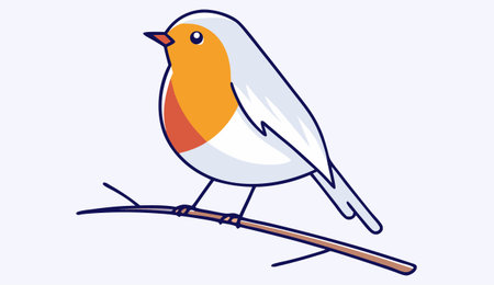 Bullfinch Bird Cartoon Mascot Character Vector Illustration.のイラスト素材