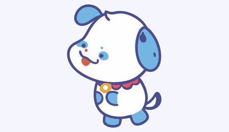 Cute cartoon dog sitting and meditating. Vector illustration in flat style.のイラスト素材