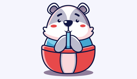 Cute Beaver Cartoon Mascot Character Vector Illustration.のイラスト素材
