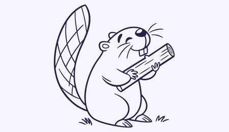 Cute Beaver Cartoon Mascot Character Vector Illustration.のイラスト素材