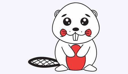 Cute Beaver Cartoon Mascot Character Vector Illustration.のイラスト素材