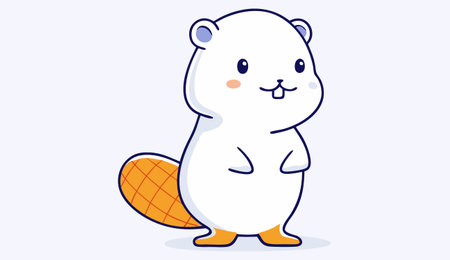 Cute Beaver Cartoon Mascot Character Vector Illustration.のイラスト素材