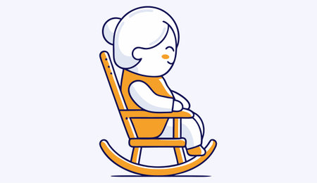 Grandmother sitting on rocking chair. Vector illustration in cartoon style.のイラスト素材