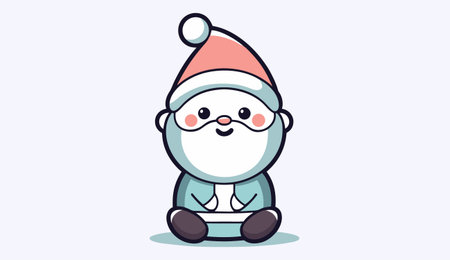 Santa Claus Face Cartoon Mascot Character Vector Icon Illustration Designのイラスト素材