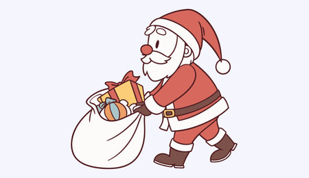 Santa Claus Face Cartoon Mascot Character Vector Icon Illustration Designのイラスト素材