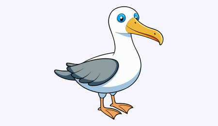 Vector illustration of a seagull on a white background. Cartoon style.のイラスト素材