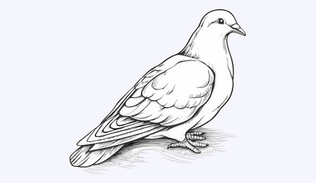 Pigeon Cartoon Vector Illustration. Cute Bird Character.のイラスト素材