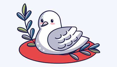Pigeon Cartoon Vector Illustration. Cute Bird Character.のイラスト素材