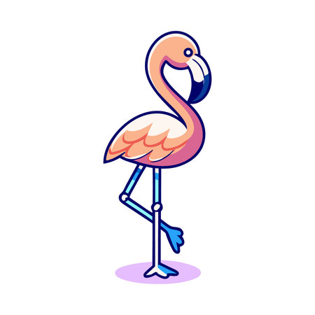 Pink flamingo bird vector Illustration isolated on a white background.のイラスト素材