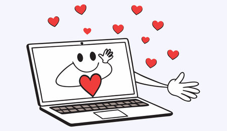 Laptop computer with cute cartoon kawaii character. Vector illustration.のイラスト素材