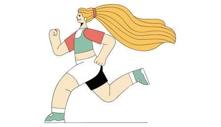 Running girl icon. Cartoon illustration of running girl vector icon for webのイラスト素材