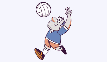 Illustration of a boy playing volleyball isolated on a white background.のイラスト素材