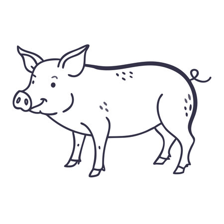 Cute pig isolated on white background. Vector illustration in cartoon style.のイラスト素材