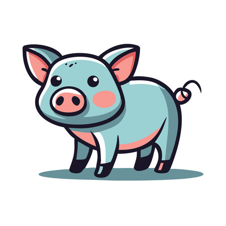 Cute cartoon pig. Vector illustration isolated on a white background.のイラスト素材
