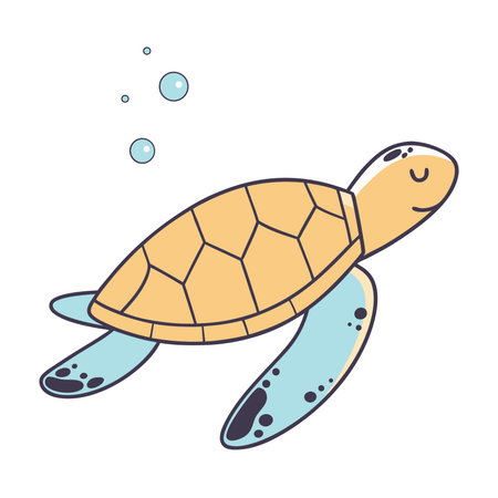 Sea turtle isolated on a white background. Hand drawn vector illustration.のイラスト素材