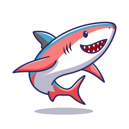 Shark vector illustration isolated on white background. Great white shark icon.のイラスト素材