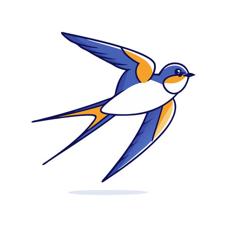 swallow bird cartoon icon over white background. colorful design. vector illustrationのイラスト素材