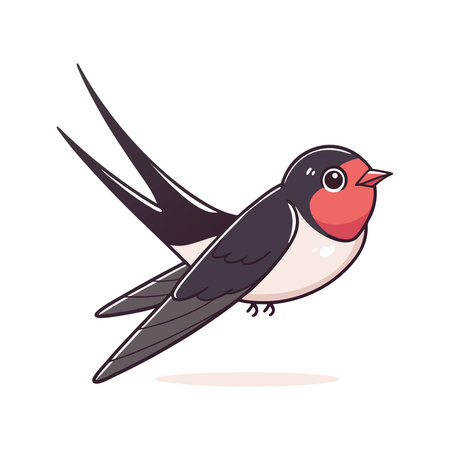 swallow bird cartoon icon over white background. colorful design. vector illustrationのイラスト素材