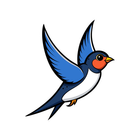 swallow bird cartoon icon over white background. colorful design. vector illustrationのイラスト素材