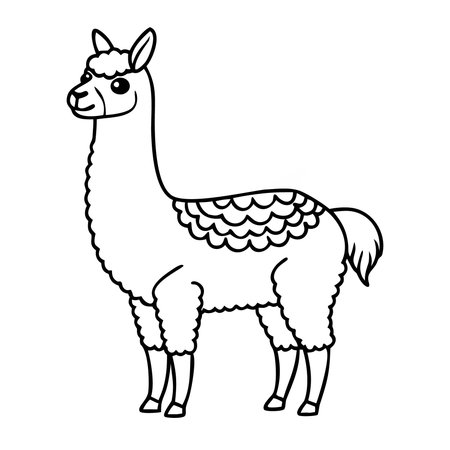 Cute alpaca isolated on white background. Vector illustration.のイラスト素材