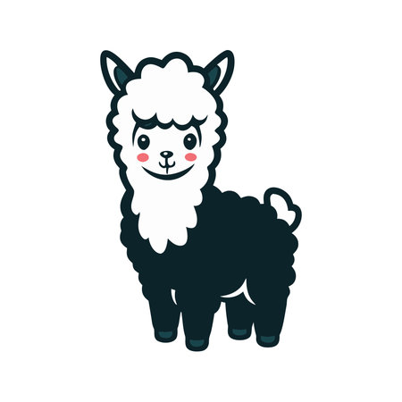 Cute alpaca isolated on white background. Vector illustration.のイラスト素材