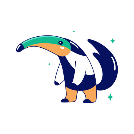 Cute cartoon anteater. Vector illustration isolated on white background.のイラスト素材