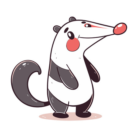 Cute cartoon anteater. Vector illustration isolated on white background.のイラスト素材