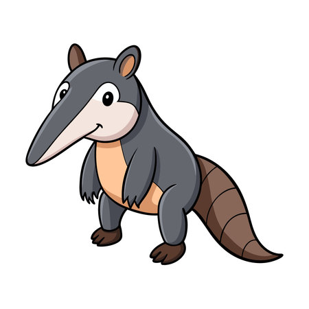 Cute cartoon anteater. Vector illustration isolated on white background.のイラスト素材