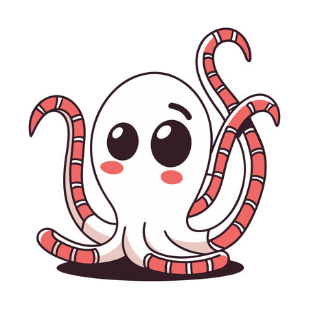 Octopus isolated on white background. Cartoon style. Vector illustration.のイラスト素材