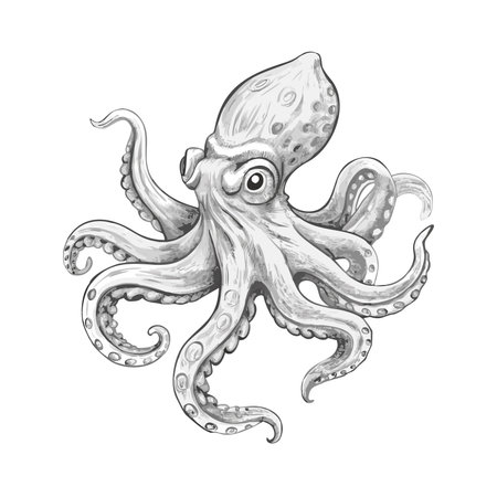 Octopus isolated on white background. Cartoon style. Vector illustration.のイラスト素材