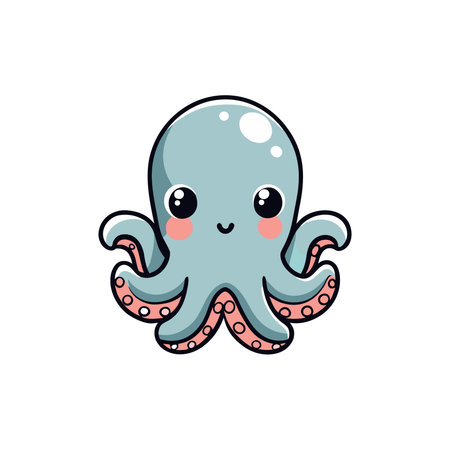 Octopus isolated on white background. Cartoon style. Vector illustration.のイラスト素材