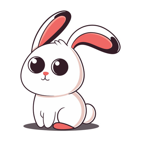 Cute rabbit isolated on white background. Cartoon style. Vector illustration.のイラスト素材