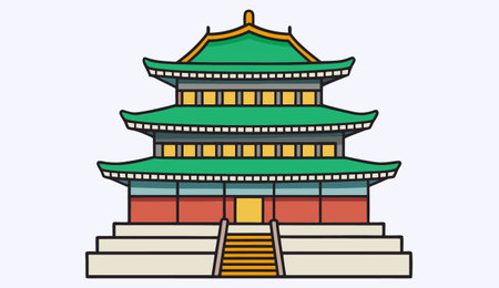 Vector illustration of a chinese temple in flat style. Vector illustration.のイラスト素材