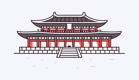Vector illustration of a chinese temple in flat style. Vector illustration.のイラスト素材