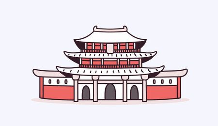 Vector illustration of a chinese temple in flat style. Vector illustration.のイラスト素材