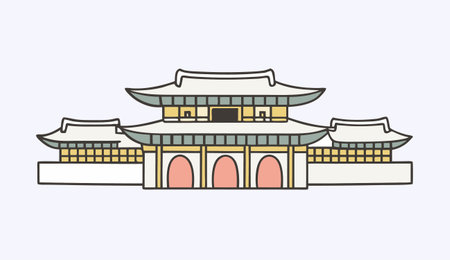 Vector illustration of a chinese temple in flat style. Vector illustration.のイラスト素材