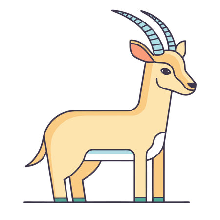 Antelope isolated on a white background. Vector illustration in cartoon style.のイラスト素材