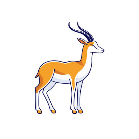 Antelope isolated on a white background. Vector illustration in cartoon style.のイラスト素材