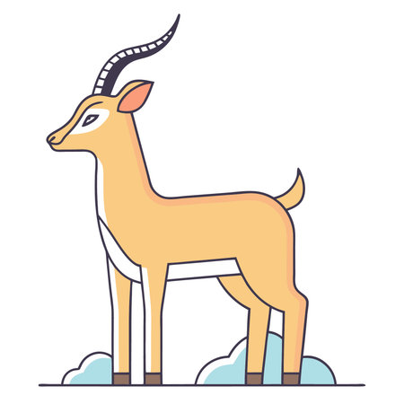 Antelope isolated on a white background. Vector illustration in cartoon style.のイラスト素材