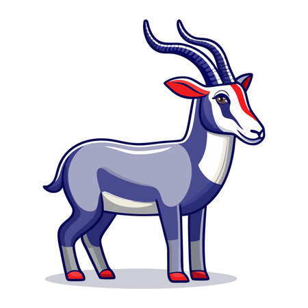 Antelope isolated on a white background. Vector illustration in cartoon style.のイラスト素材