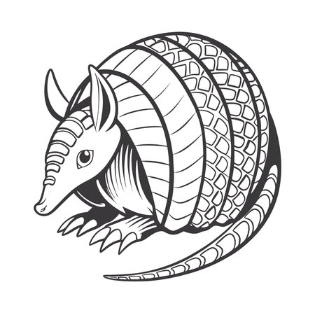 Armadillo isolated on white background. Vector illustration in cartoon style.のイラスト素材