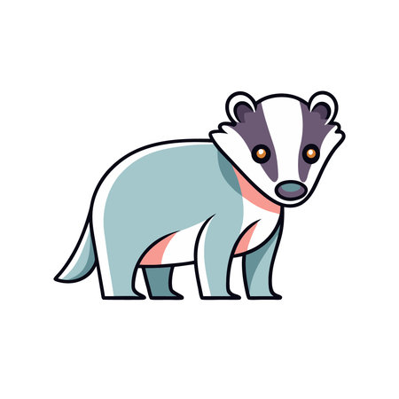 Cute cartoon badger isolated on white background. Vector illustration.のイラスト素材
