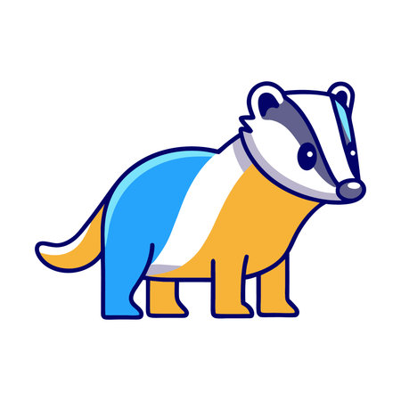 Cute cartoon badger isolated on white background. Vector illustration.のイラスト素材