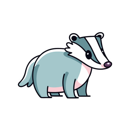 Cute cartoon badger isolated on white background. Vector illustration.のイラスト素材