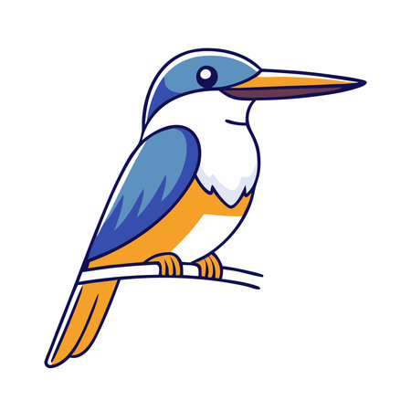 Kingfisher sitting on a branch. Hand drawn vector illustration.のイラスト素材