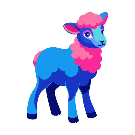 Illustration of a white sheep on a white background, vector illustrationのイラスト素材
