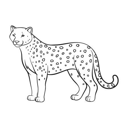 Cheetah. Wild animal. Cartoon vector illustration isolated on white background.のイラスト素材