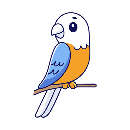 Cute cartoon parrot isolated on white background. Vector illustration.のイラスト素材